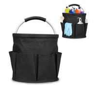 Miosugo Foldable Storage Bag for Cleaning Bucket, Foldable Oxford Cloth Cleaning Basket with 6 External Pockets for Cleaning, Home Cleaning Accessories (Black)