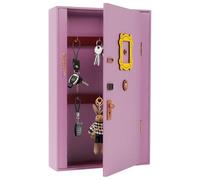 Miosugo Friends Monica's Key Hooks, 19 x 5 x 29.4 cm Wooden Key Cabinet with 6 Hooks, Key Box Key Cabinet Wall Key Holder Wall for TV Show, Entrance Door, Hallway, Bedroom, Office (Purple)