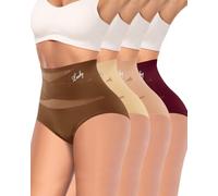 MIOTAN Women's Tummy Control Knickers High Waisted Postpartum 4 Pack | X-cross waistband, double-layer mesh, soft, breathable, stretchy, full coverage, for everyday, yoga and gym