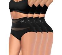 MIOTAN Women's Underwear Tummy Control Knickers High Waisted Multipack Pack Postpartum Ladies Panties Briefs (Black,L)