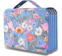 MIOTEQ 200 Slots Colored Pencil Case-Twill Oxford Pencil Holder with Zipper Closure Colored Pencil Organizer for Artist (Color : Blue Flower)