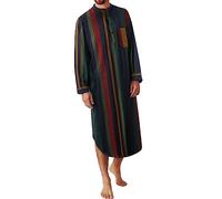 MIOTEQ Men's Striped Nightshirt for Men's Long Sleeves Button Down Nightgown Shirts with Pockets M-XXXL,L White