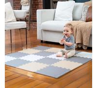 MioTetto Foam Floor Tiles for Kids - Non-Toxic Comfortable Baby Play Mat and Interlocking Foam Tiles, Fits with 50x50 Playpen Mat for Crawling & Development, Soft Play Mat for Babies 6-12 Months