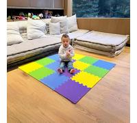 MioTetto Soft Non-Toxic Foam Baby Play Mat | Toddler Playmat | Colorful Jigsaw Puzzle Play Mat | 16 Squares Foam Floor Mats for Kids & Babies | EVA Foam Interlocking Tiles for Gym, Nursery, Playroom