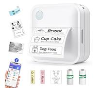 Miouca Label Maker Machine with Tape - Mini Sticker Printer Bluetooth Label Printer for Home Office Organization, Portable Thermal Sticker Maker Print Pod with Multiple Templates for Phone(White)