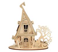 Mious 3D Wooden Halloween Witch House Puzzles for Adults&Teens, DIY Brain Teaser Puzzle for Halloween/Birthday, Gifts to Build Combination DIY Educational Desk Toy (30PCS)