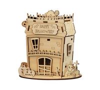 Mious 3D Wooden Halloween Zombie House Puzzles for Adults&Teens, DIY Brain Teaser Puzzle for Halloween/Birthday, Gifts to Build Combination DIY Educational Desk Toy (33PCS)