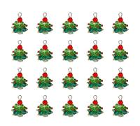 MiOYOOW 20PCS Christmas Tree Charms, Small Crystal Glass Beading Pendants Cute Green Trees Ornaments for Jewelry Making Festive Decoration Crafts Accessories