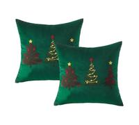 MiOYOOW 2PCS Christmas Cushion Covers, Soft Comfortable Pillow Cases with 3D Embroidery Xmas Tree Pattern for Sofa Couch Bed Bedroom Living Room