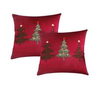 MiOYOOW 2PCS Christmas Cushion Covers, Soft Comfortable Pillow Cases with 3D Embroidery Xmas Tree Pattern for Sofa Couch Bed Bedroom Living Room