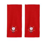 MiOYOOW 2PCS Christmas Hand Towels, 15.8"x25.6" Soft Cotton Xsmas Pattern Embroidered Kitchen Dish Towels with Highly-Absorbent for Winter Bathroom Hoom Use