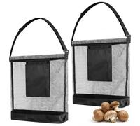MiOYOOW 2PCS Mushroom Foraging Bags, Mesh Large Capacity Flodable Lightweight Fruit Picking Bag with Adjustable Strap & Small Pocket for Outdoor