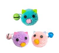 MiOYOOW 3PCS Cat Toy Ball, Cats Indoor Interactive Toy Mouse Shape Kitten Soft Balls with Crisp Bells for Cat Indoor Play Relieving Cat Anxiety and Stress