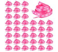 MiOYOOW 40PCS Pink Ribbon Shoelaces, Breast Cancer Awareness Shoelaces for Sneakers, Running Shoes
