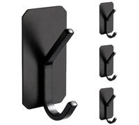 MiOYOOW 4PCS Self-Adhesive Hooks, No-Drill Adhesive Double-Hook Design Strong Sticky Hook for Kitchen, Bathroom, Living Room Wall Door