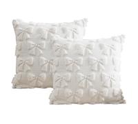 MiOYOOW Bow Throw Pillow Covers, 2PCS Breathable 3D Bows Cushion Covers Soft Sofa Pillowcase with Concealed Zipper for Christmas Birthday Holiday Present Decor