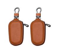 MiOYOOW Car Key Case Holder, Large Capacity Car Key Keychain Pouch Waterproof PU Leather Car Key Fob Holder Bag with Zipper Hardware Buckle for Daily Carrying