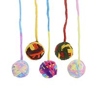 MiOYOOW Cat Toy Balls, 5PCS Colorful Cat Wool Balls with Bell Interactive Kitten Plush Teething Toys for Cats Play Indoor Accessories Present