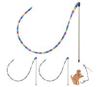 MiOYOOW Cat Wand Toy, 3PCS Rainbow Cat Teaser Stick with Bells Interactive Cats Toys for Indoor Cats Kittens Exercise Play