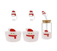 MiOYOOW Christmas Cup Accessorie Set, 2PCS Christmas Cups Protective Covers Portable Santa Claus Straw Cover for Xmas Holiday Present Decor