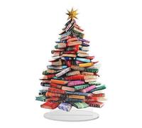 MiOYOOW Christmas Desktop Ornament, Book Stack Xmas Tree Decoration Acrylic Colorful Bookshelf Present for Book Lovers