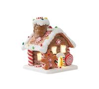 MiOYOOW Christmas Gingerbread Houses, 2.6"x2.6"x3.2" Christmas Luminous Candy House Decoration LED Light Village House Ornament for Holiday Shop Windows Cafe Tables