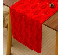 MiOYOOW Christmas Table Runner, Plush Christmas Trees Tablecloth with Stars Dining Tabletop Decor for Home Kitchen Party（13 * 72"）