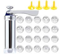 MiOYOOW Cookie Press Gun Set, Aluminium Alloy Cookie Maker Gun with 20 Discs 4 Cake Decorating Tips for Biscuit Icing Making Cakes Decorating