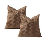 MiOYOOW Corduroy Cushion Cover, 2PCS Three Dimensional Throw Pillow Covers Corduroy Breathable Pillowcase with Invisible Zipper for Sofa Living Room Decor