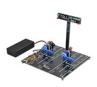 MIOYOOW DIY Highway Toll Booth Simulation Kit, STEM Toll Gate Simulator Circuit Board Soldering Practice Kit with 2 Mini Cars, Soldering Project for School Learning Electronics