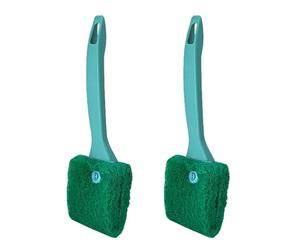 MiOYOOW Fish Tank Cleaning Brush, 2Pcs Aquarium Algae Scraper Double-Side Sponge Scrubber Cleaner with Extended Curved Handle for Fish Tank Glass Cleaning