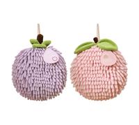 MiOYOOW Hanging Washcloths Ball, 2Pcs Quick-Drying Hand Towel Ball Soft Chenille Handball with Hanging Loops for Bathroom Washstand Kitchen