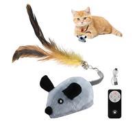 MiOYOOW Interactive Cat Toy, Electric Cat Mouse Toys Plush Kitten Exercise Toy with Simulated Sound & LED Lights for Indoor Cats Kittens