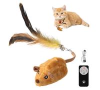 MiOYOOW Interactive Cat Toy, Electric Cat Mouse Toys Plush Kitten Exercise Toy with Simulated Sound & LED Lights for Indoor Cats Kittens