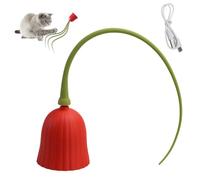 MiOYOOW Interactive Cat Toy, USB-C Automatic Cats Teaser Flower-Shaped Motion Activated Rolling Toy with Tail for Kitten Pet