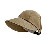 MiOYOOW Large Brim Empty Top Sun Hat, Quick-Drying Ponytail Hole Cap with Adjustable Cap Circumference UV Protection Sport Hat for Travel Outdoor Fishing Khaki