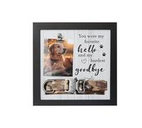 MiOYOOW Pet Memorial Frame, Wooden Dog Photo Frame Cat Sympathy Picture Frames with Collar Holder for Loss Remembrance Present Home Decor