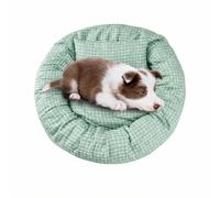 MiOYOOW Pet Round Bed, Donut-Shaped Breathable Dog Bed Soft Comfortable Cat Beds Built-In Removable Pillow for All Seasons Small Medium