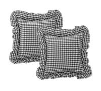 MiOYOOW Plaid Pillow Cover, 2PCS 18x18'' Decorative Pillow Cases with Ruffles Soft Cushion Covers for Home Sofa Bed Couch Decor