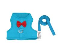 MiOYOOW Small Pet Chest Harness, Adjustable Rabbit & Ferret Harness with Leash Set, Breathable Mesh Walking Vest, Black, M, Elegant & Fashionable with Bow Tie