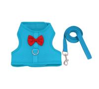 MiOYOOW Small Pet Chest Harness, Rabbit & Ferret Harness with Leash, Breathable Mesh, Adjustable, Anti-Slip, Blue, L Size, Elegant Bow Tie