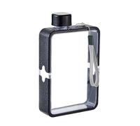 MiOYOOW Square Flat Water Bottle, Portable Transparent Sports Water Cup Reusable Memo Paper Water Bottle for Outdoor Sports Travel Fitness Gym