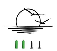 MiOYOOW Sunrise Metal Wall Art, Sunset Minimalist Modern Wall Sculptures Abstract Sea Sun Seagulls Hanging Artworks for Home Ornament Outdoor Decor