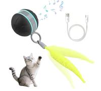 MiOYOOW Tail Cat Toy, Automatic Rechargeable Interactive Cat Toy with 3 Modes & Bird Chirp Sound & Changeable Tails for Small Seize Pets
