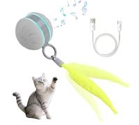 MiOYOOW Tail Cat Toy, Automatic Rechargeable Interactive Cat Toy with 3 Modes & Bird Chirp Sound & Changeable Tails for Small Seize Pets