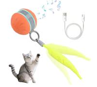 MiOYOOW Tail Cat Toy, Automatic Rechargeable Interactive Cat Toy with 3 Modes & Bird Chirp Sound & Changeable Tails for Small Seize Pets