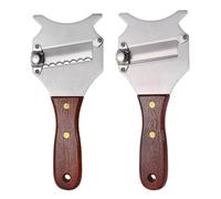 MiOYOOW Truffle Slicers, 2PCS Sharp Stainless Steel Cheese Cutters with Wooden Handle Adjustable Thickness Chocolate Graters for Garlic Vegetables Butter