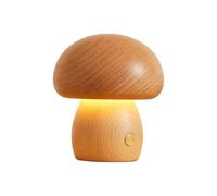 MiOYOOW Wooden Mushroom Lamp, Christmas Stepless Dimming Night Light Anti-Slip Nightstand Lamp with 360° Rotating Detachable Mushroom Head for Bedroom Dorm Present