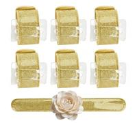 MiOYOOW Wrist Corsage Bracelets, 6PCS Elastic Wrist Flower Band with Glitter Base & Adjustable Metal Frame for Wedding Proms Graduation Party