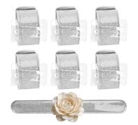MiOYOOW Wrist Corsage Bracelets, 6PCS Elastic Wrist Flower Band with Glitter Base & Adjustable Metal Frame for Wedding Proms Graduation Party